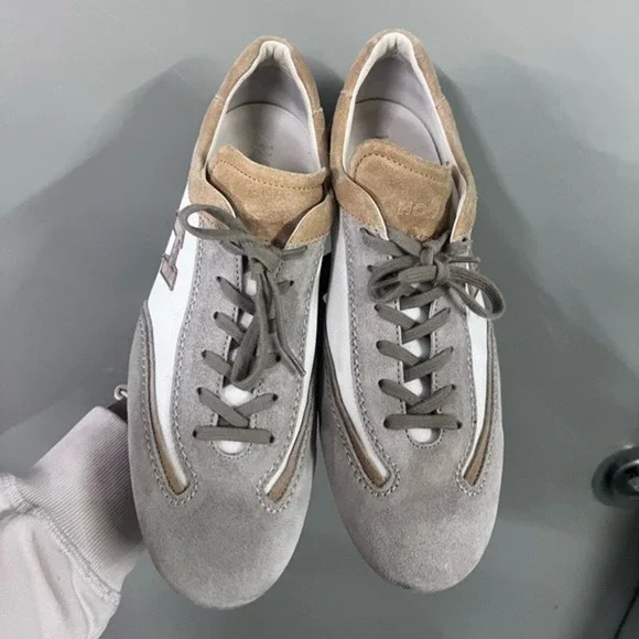 Hogan Men's Casual Sneakers White Suede Leather Lace Up "H" Logo Size 10 - Picture 2 of 6